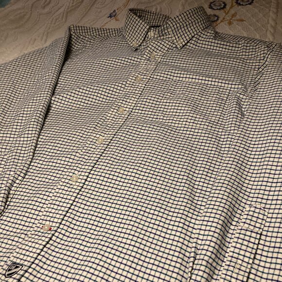 Vintage Cremieux - Size L - White with Subtle Blue / Purple plaid - Picture 6 of 9